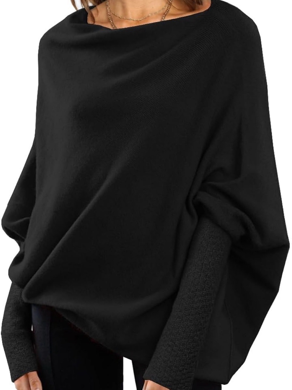Lillusory Black Women's Knit Batwing Sweater